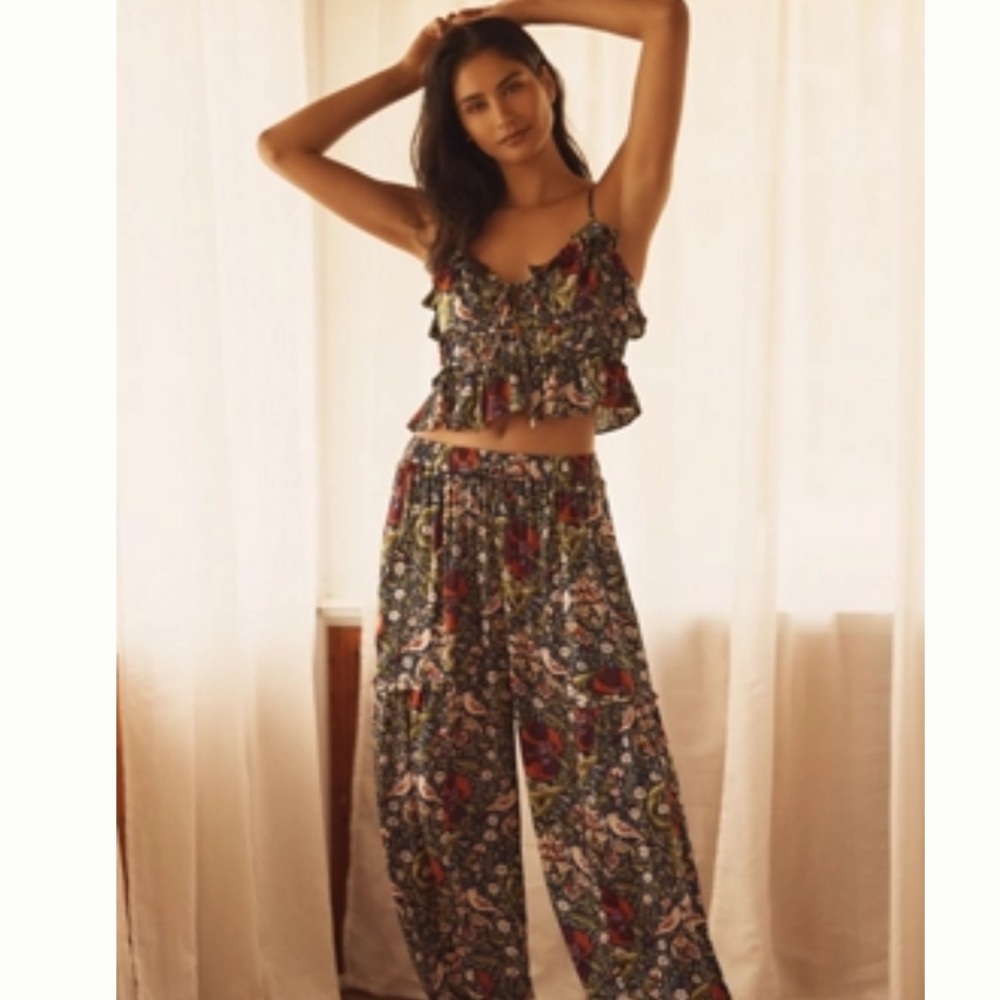 NWT Anthropologie Floral Ruffle Top